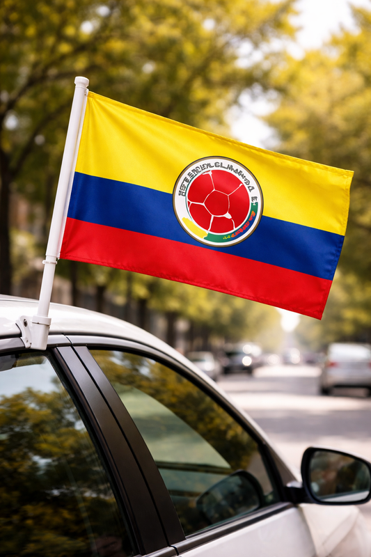 Colombia-Inspired Car Flag – Fan Edition on car