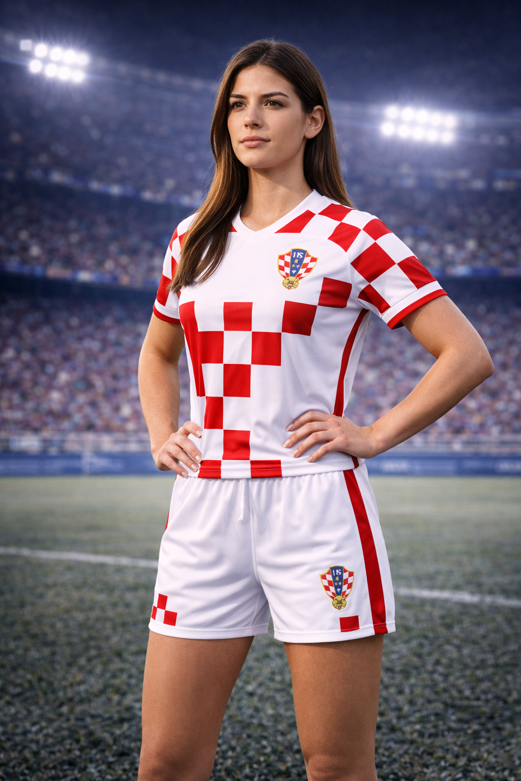 Croatia-Inspired Football Jersey – Red White Fan Edition Girl full