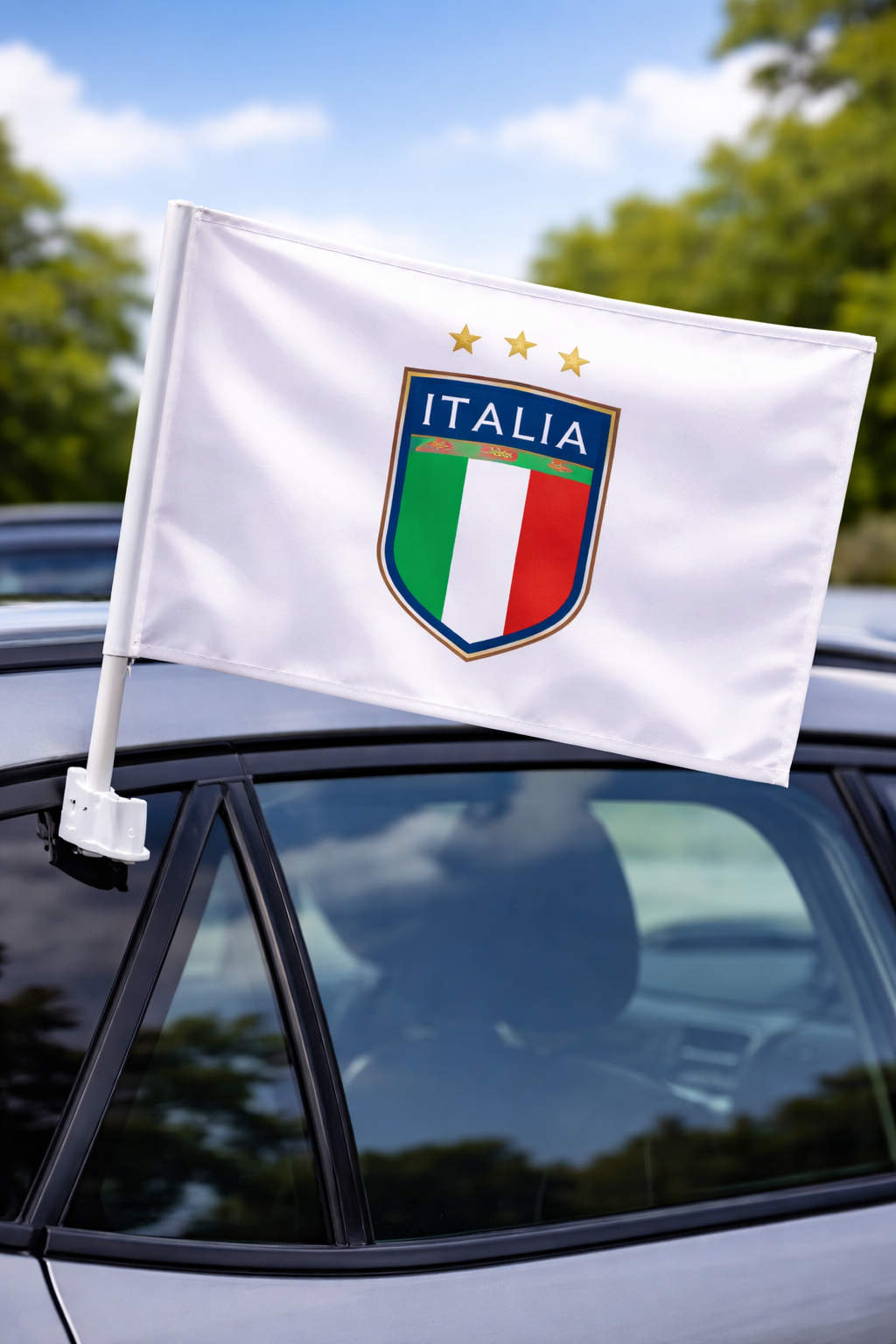 Italy-Inspired Car Flag – Fan Edition on car