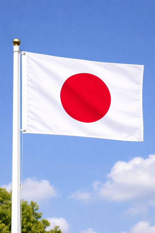 Japan-Inspired Full Size Flag – White Red Fan Edition Floating