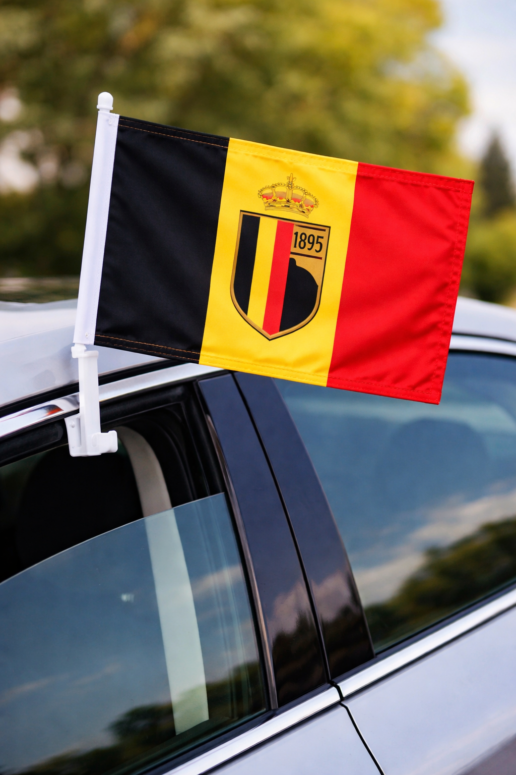 Belgium-Inspired Car Flag – Red, Black & Yellow Fan Edition Live