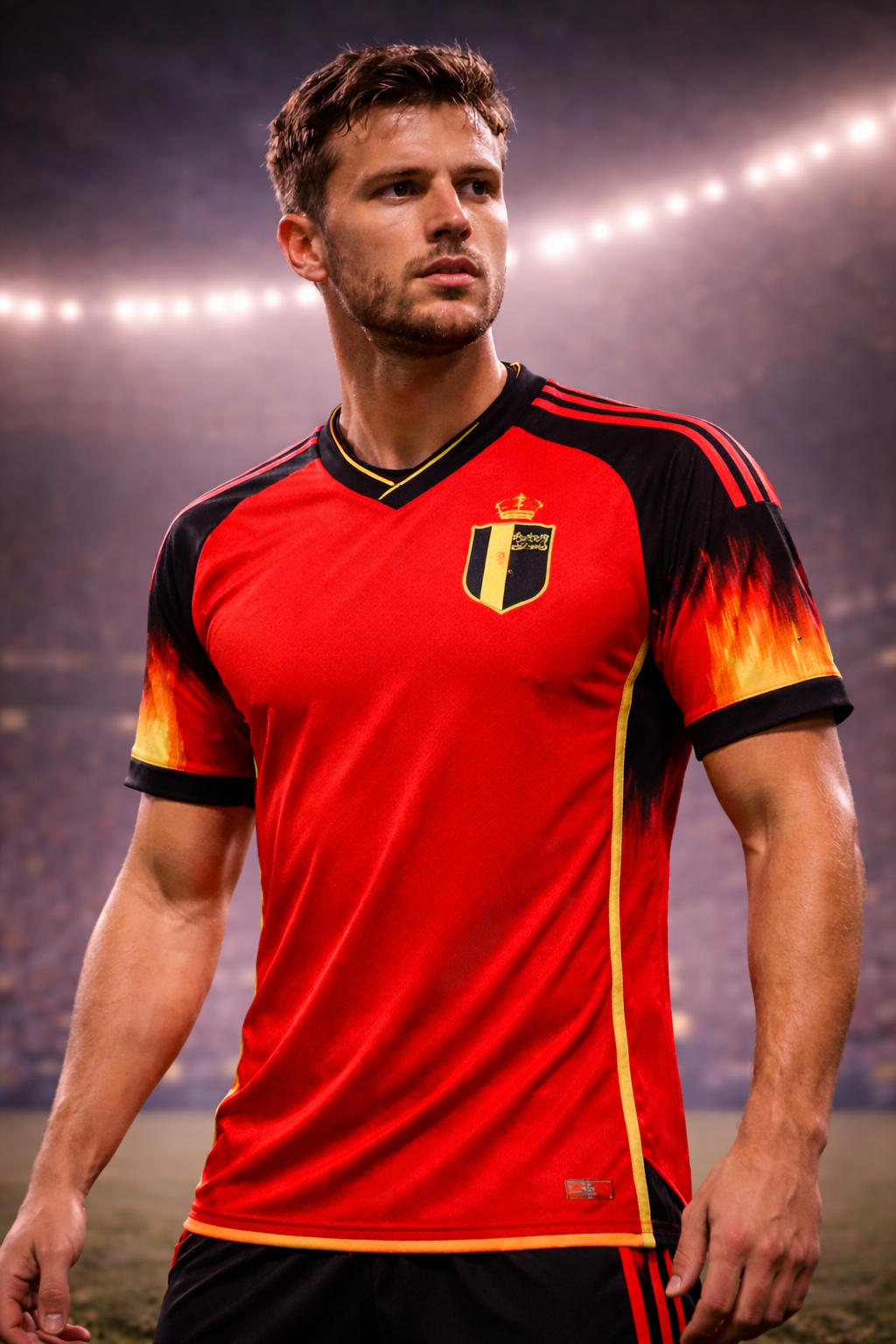 Belgium-Inspired Red & Black Football Jersey – Fan Edition Front
