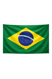 Flag of Brazil with green, yellow, and blue colors on a white background