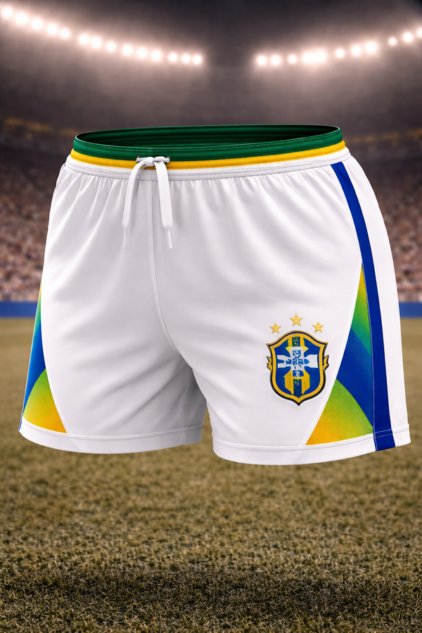 Brazil-Inspired Women’s Football Shorts – Yellow & Green Fan Edition