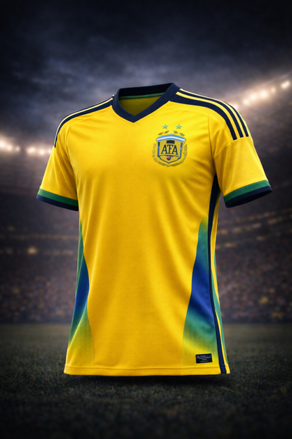 Brazil-Inspired Yellow & Green Football Jersey – Fan Edition