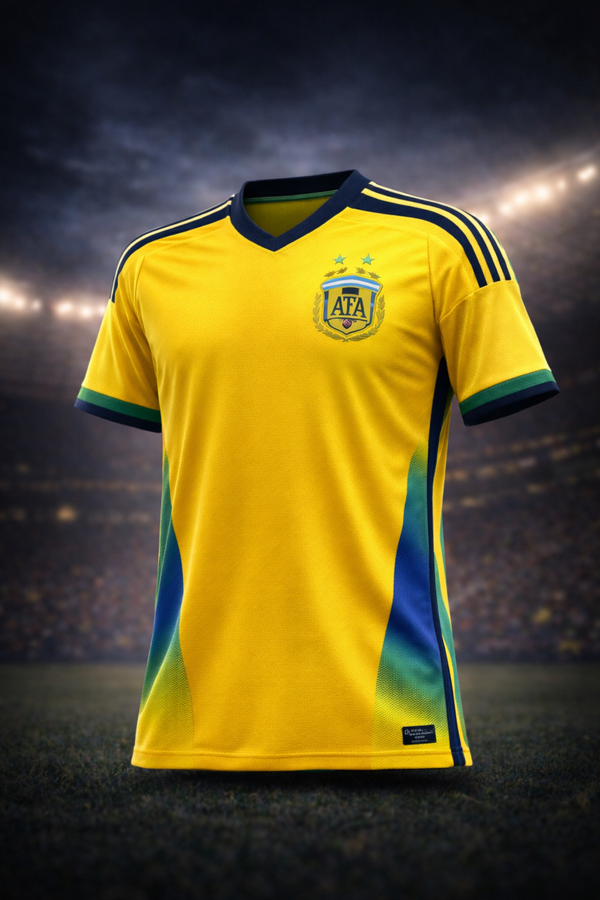 Brazil-Inspired Yellow & Green Football Jersey – Fan Edition
