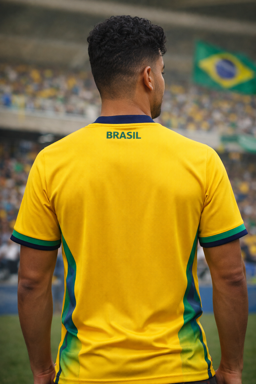 Brazil-Inspired Yellow & Green Football Jersey – Fan Edition Back