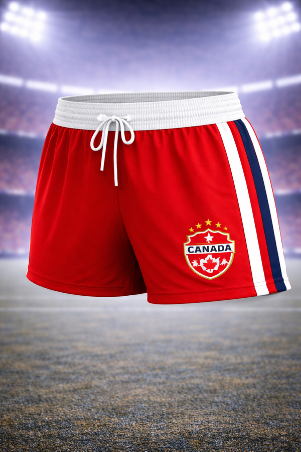 Pantalones Cortos de Fútbol para Mujer Inspirados en Canadá – Edición Fan de la Hoja de Arce Roja
