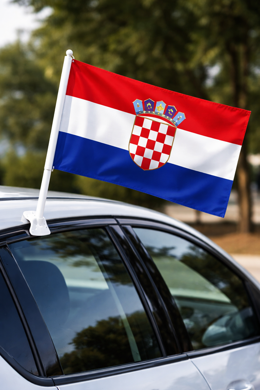Croatia-Inspired Car Flag – Red White Blue Fan Edition On Car