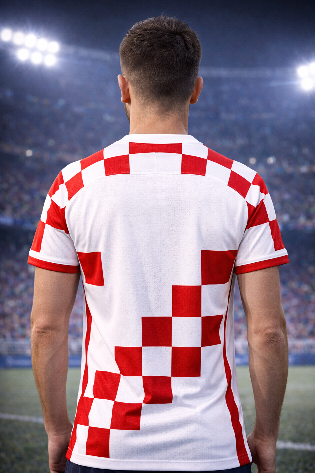 Croatia-Inspired Football Jersey – Red White Fan Edition Man Back