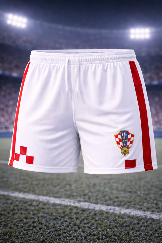 Croatia-Inspired Men’s Football Shorts – Red White Fan Edition
