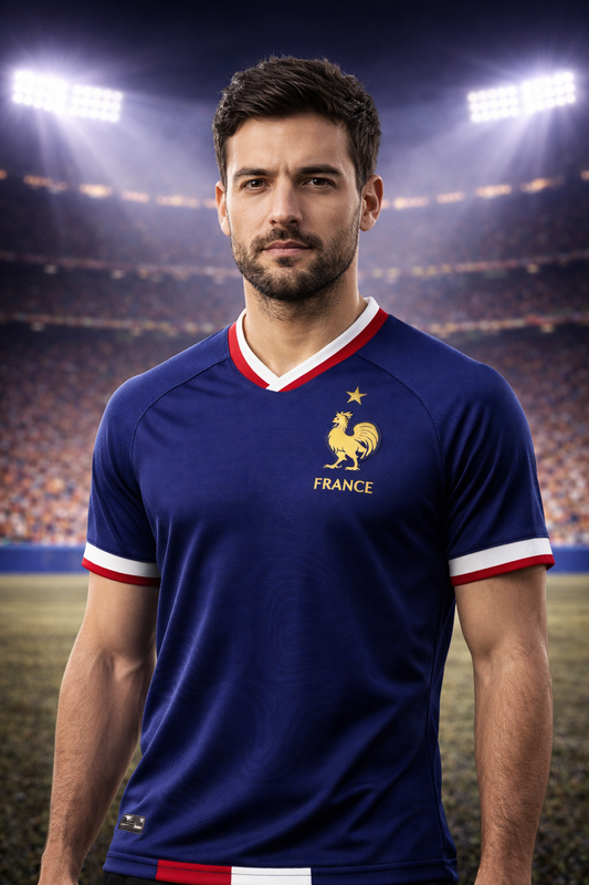 France-Inspired Blue Football Jersey – Fan Edition Front