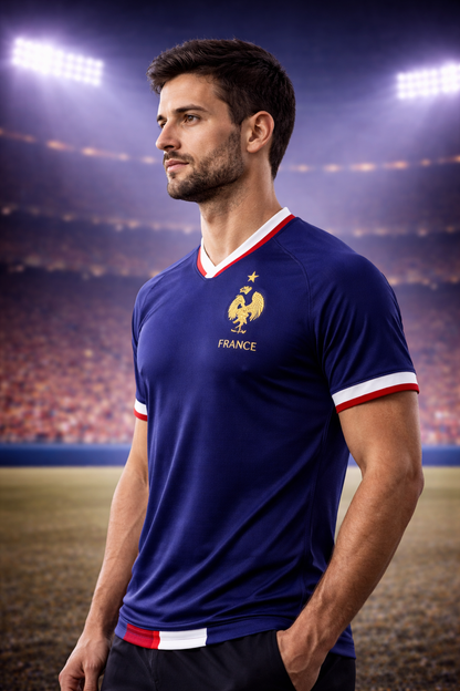 France-Inspired Blue Football Jersey – Fan Edition Side