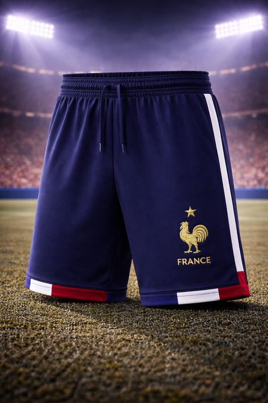 France-Inspired Men’s Football Shorts – Blue Fan Edition
