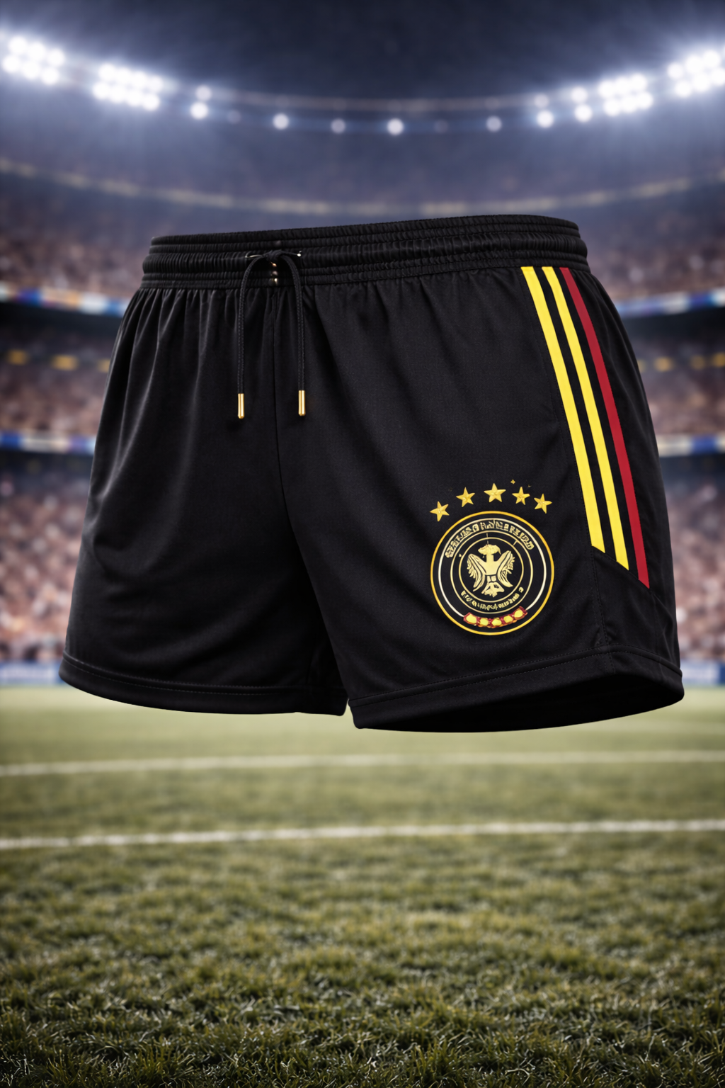 Germany-Inspired Women’s Football Shorts – Black Red Gold Fan Edition