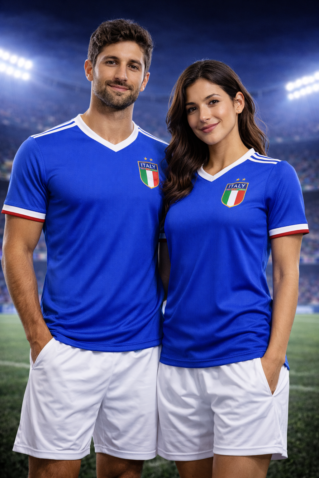 Italy-Inspired Football Jersey – Fan Edition Couple
