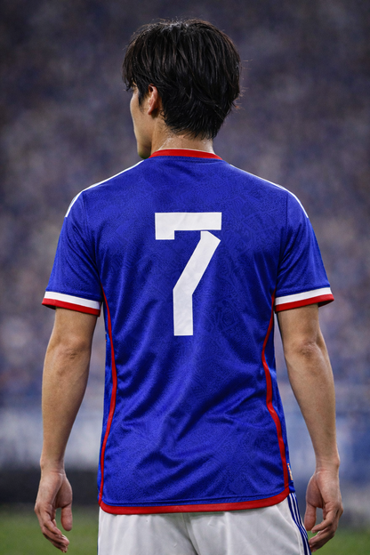 Japan-Inspired Football Jersey – Blue White Fan Edition Men Back