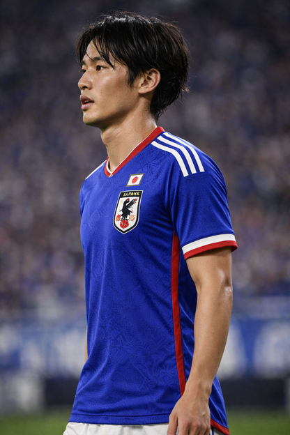 Japan-Inspired Football Jersey – Blue White Fan Edition Men Side