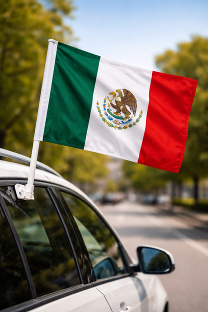 Mexico-Inspired Car Flag – Green, White & Red Fan Edition On Car