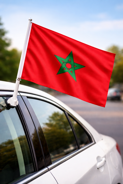 Morocco-Inspired Car Flag – Fan Edition On Car