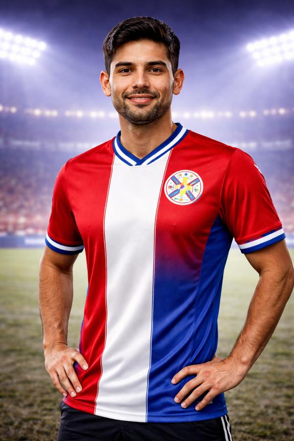 Paraguay-Inspired Football Jersey – Fan Edition Man