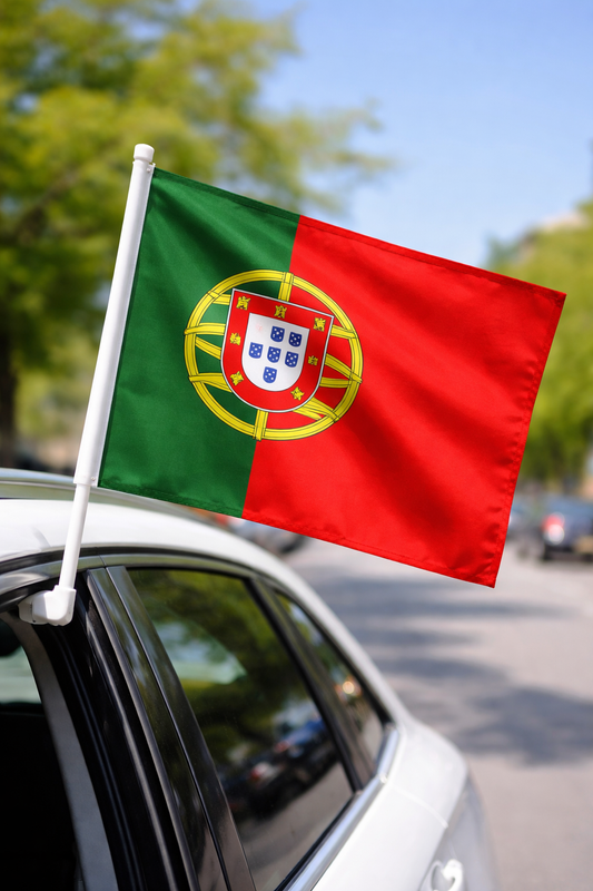 Portugal-Inspired Car Flag – Red & Green Fan Edition On Car