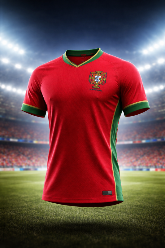 Portugal-Inspired Red & Green Football Jersey – Fan Edition