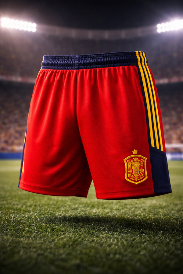 Spain-Inspired Men’s Football Shorts – Red & Yellow Fan Edition