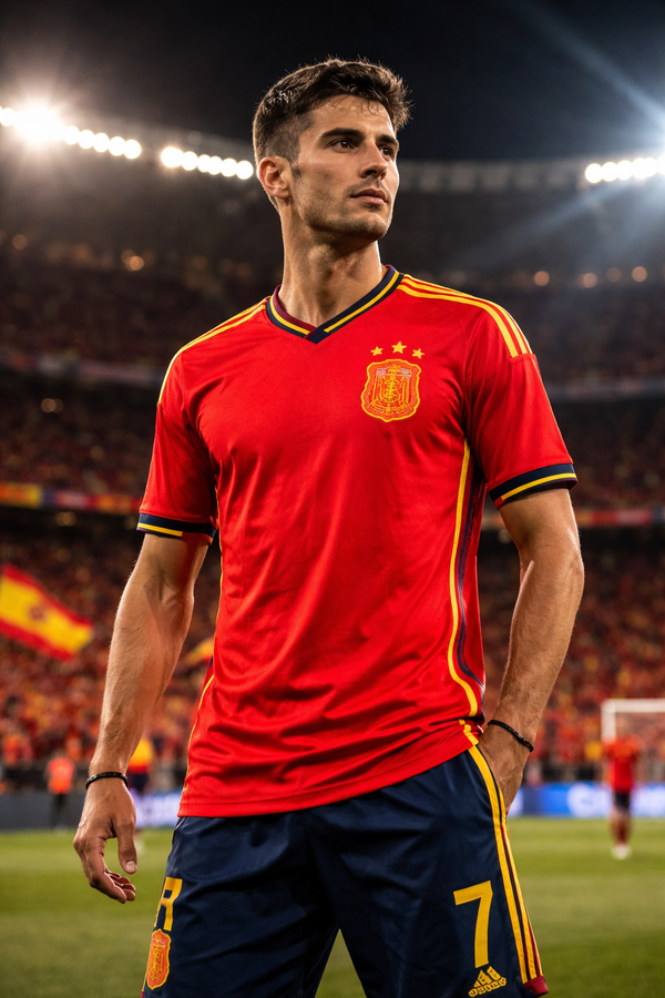 Spain-Inspired Red & Yellow Football Jersey – Fan Edition Front